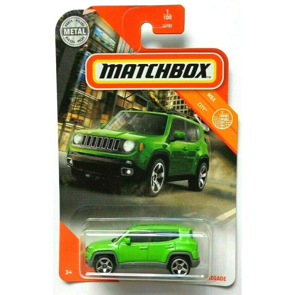 Matchbox Die-Cast Metal Jeep Renegade - 1:100 Scale (Green)