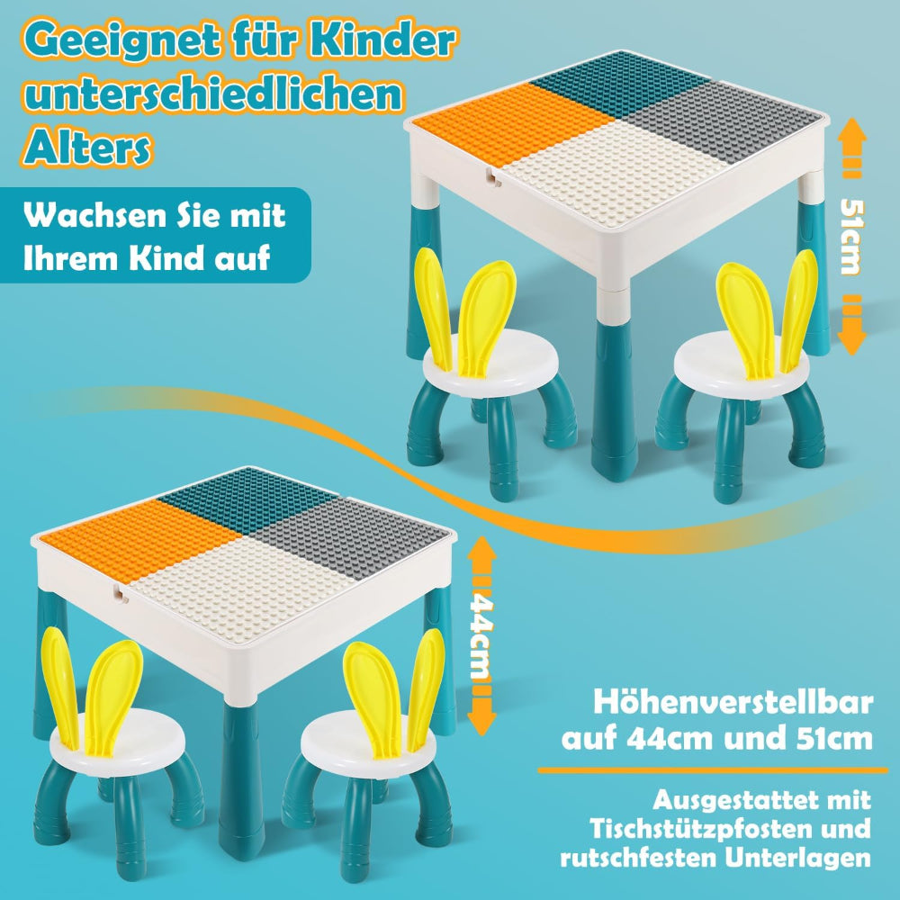 Large Building Blocks Table with Rabbit Chair – 220 Building Blocks