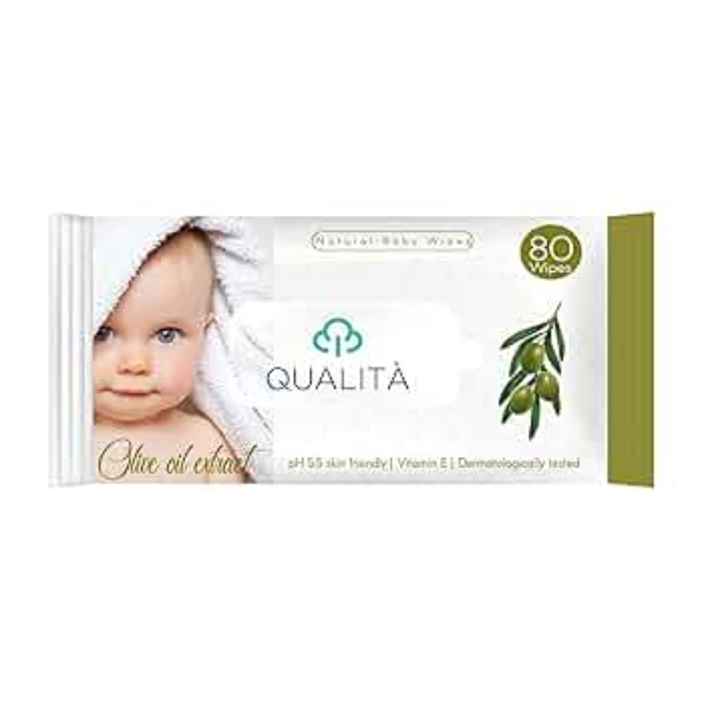 Qualita Baby Wet Wipes – Olive Extract, 80 pcs