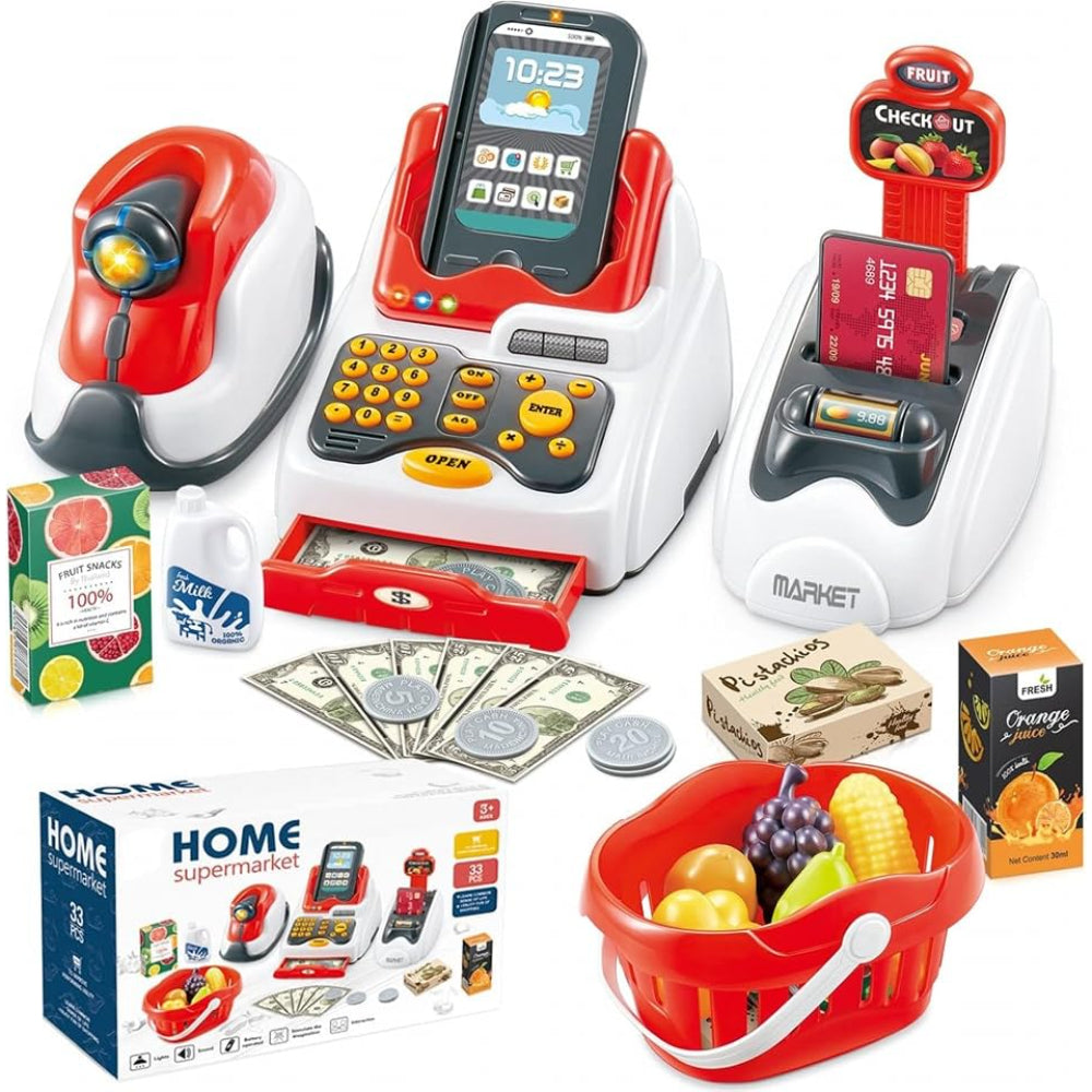 Educational Supermarket Toy Cash Register Playset (Light & Sound) - Toys - For Baby