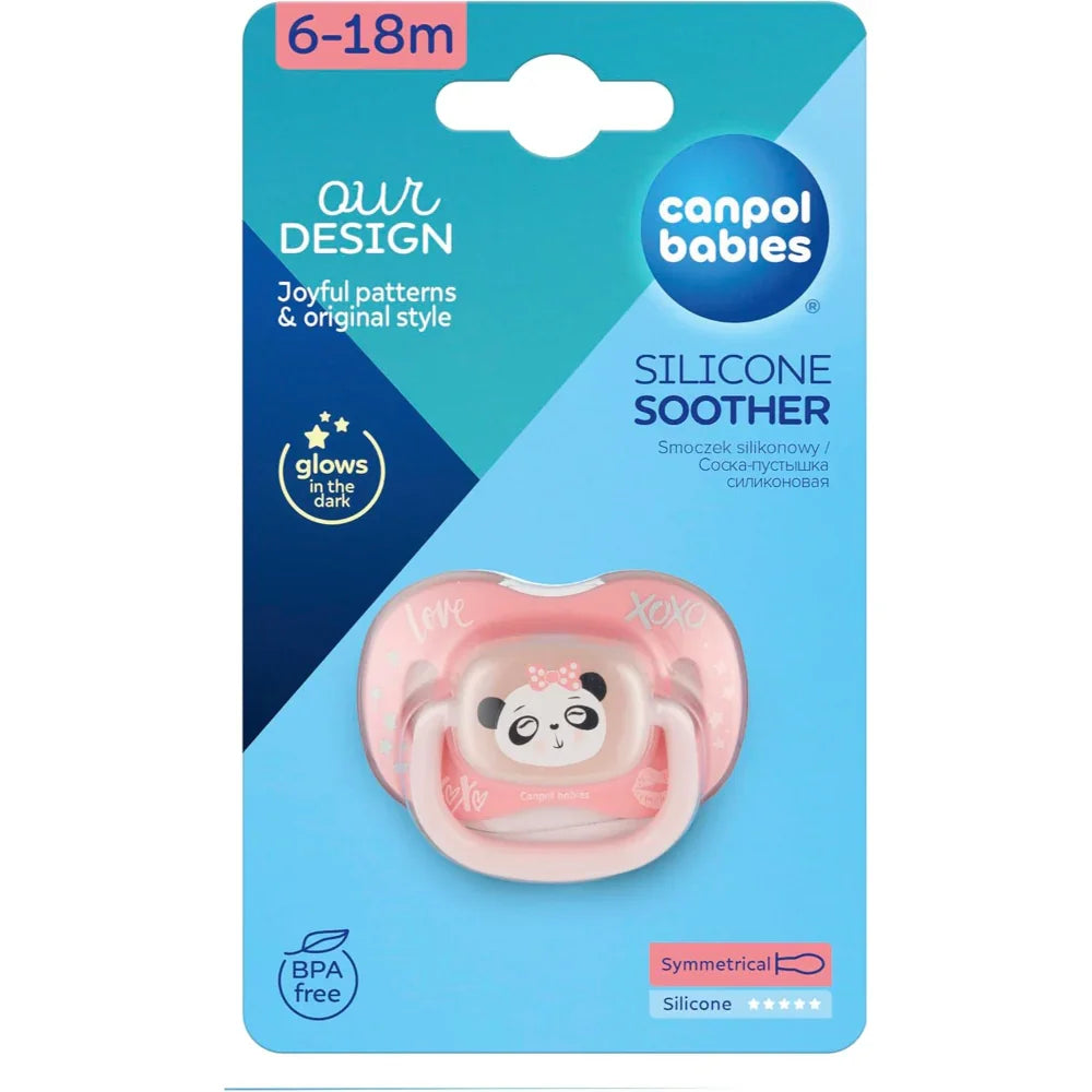 Canpol Babies Silicone Symmetrical Soother 6-18m - Panda - Baby Essentials