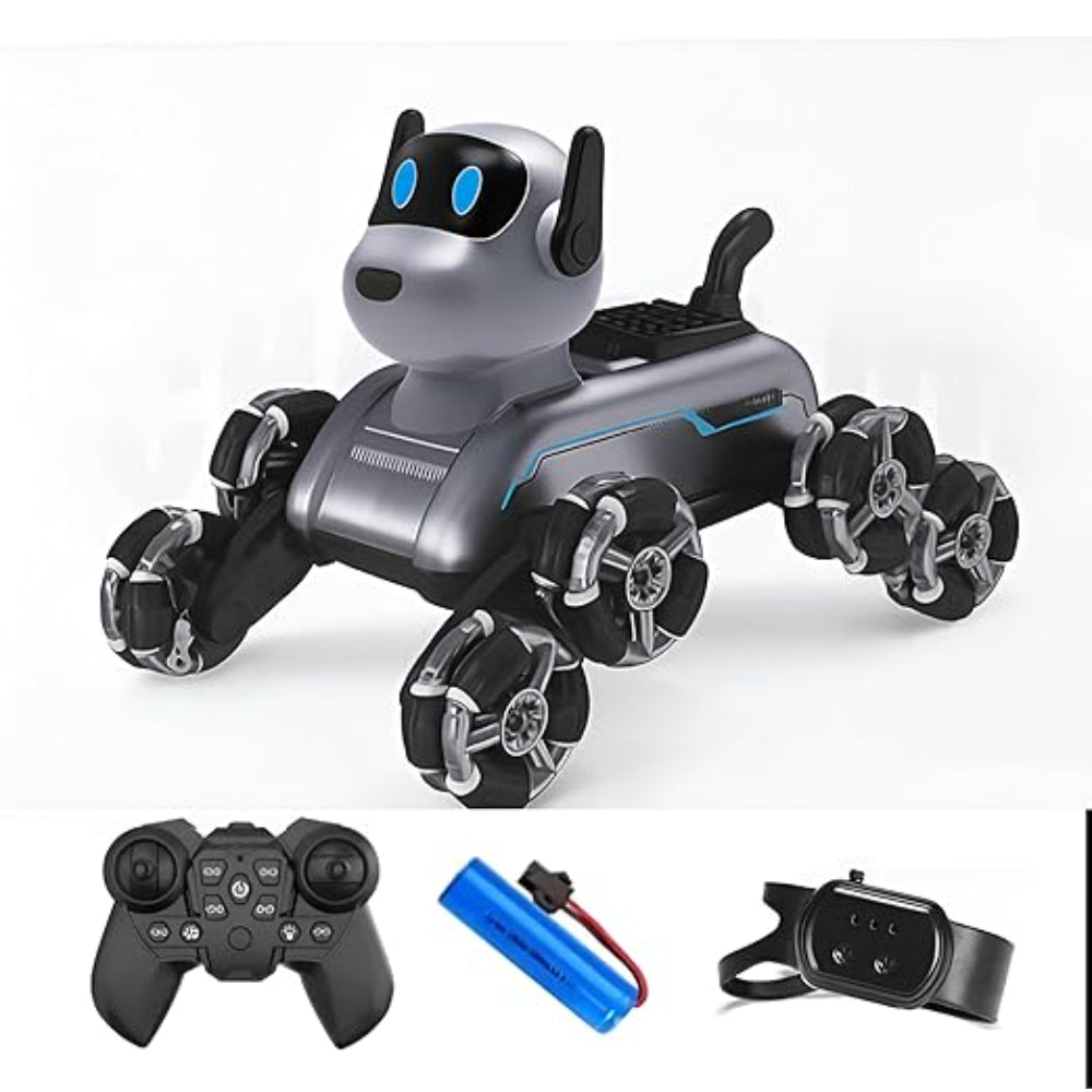 R/C Stunt Dog Eight Eheel Ropot Dog - Silver - Toys - OKO