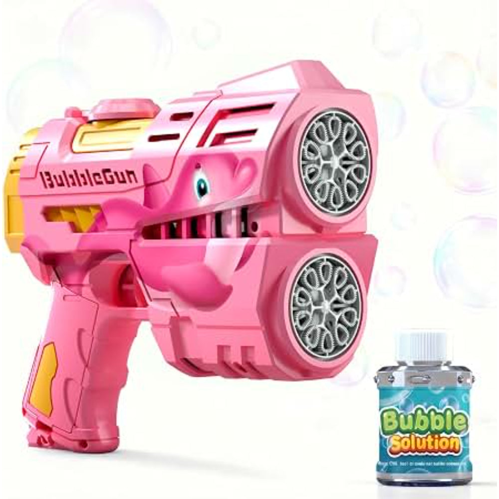 Dolphin Automatic Bubble Machine Toy Gun – Pink (16 Holes)