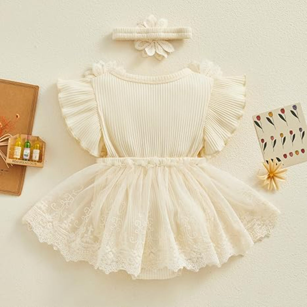 Baby Girls Romper – Beige
