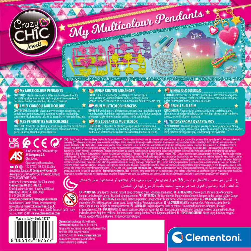 Clementoni Crazy Chic My Multicolour Pendants Jewelry Set
