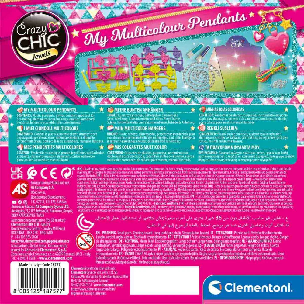 Clementoni Crazy Chic Jewels My Multicolour Pendants Jewelry Set
