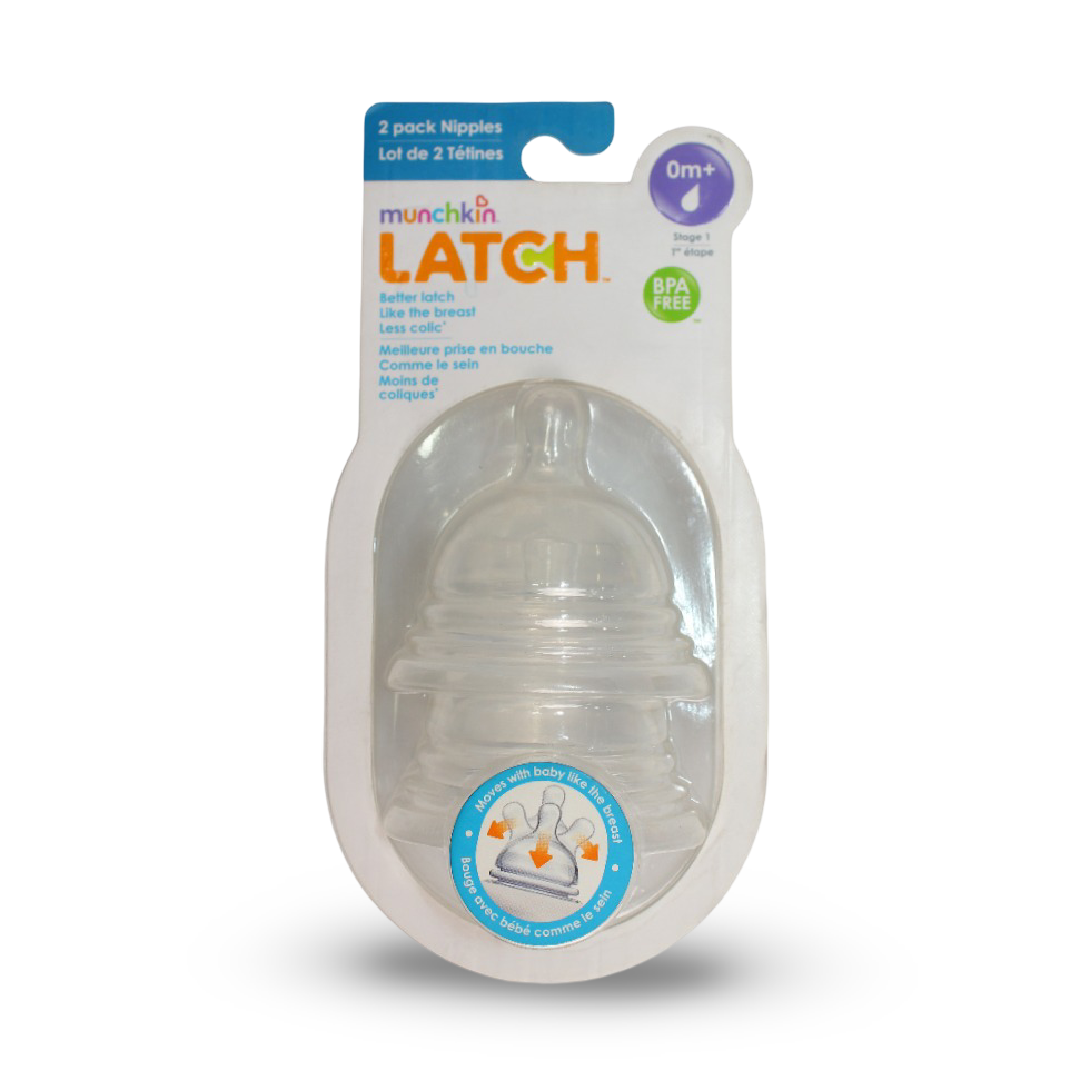 Munchkin Latch Stage 1 Anti-Colic Nipples 0m+ - Pack Of 2 - Baby Essentials