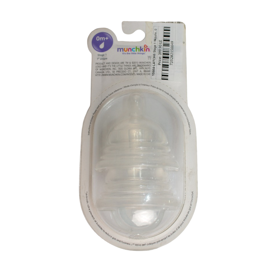 Munchkin Latch Stage 1 Anti-Colic Nipples 0m+ - Pack Of 2