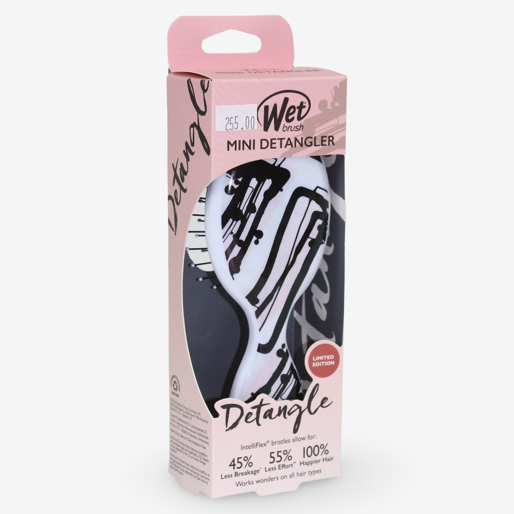 Wet Brush Detangling Squirt Hair Brush, Pink Lines (Watercolor Motif)