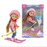 Winter Doll with Skis and Accessories – Pink