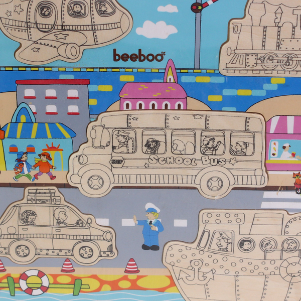 Wooden Coloring Puzzle – Transportation