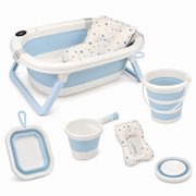 Foldable Baby Bathtub Set 1*5 – Baby Blue - Baby Essentials - OKO