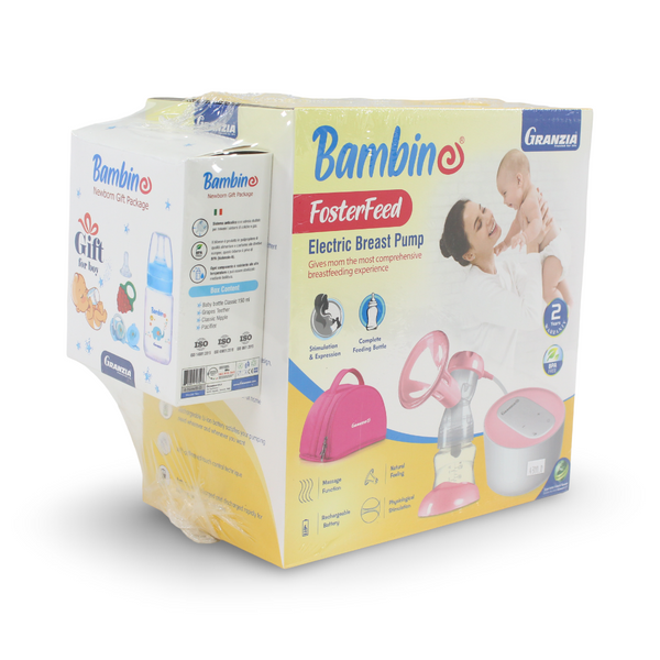 Granzia FosterFeed Electric Digital Breast Pump + Bambino New Born Gift Package for Boy