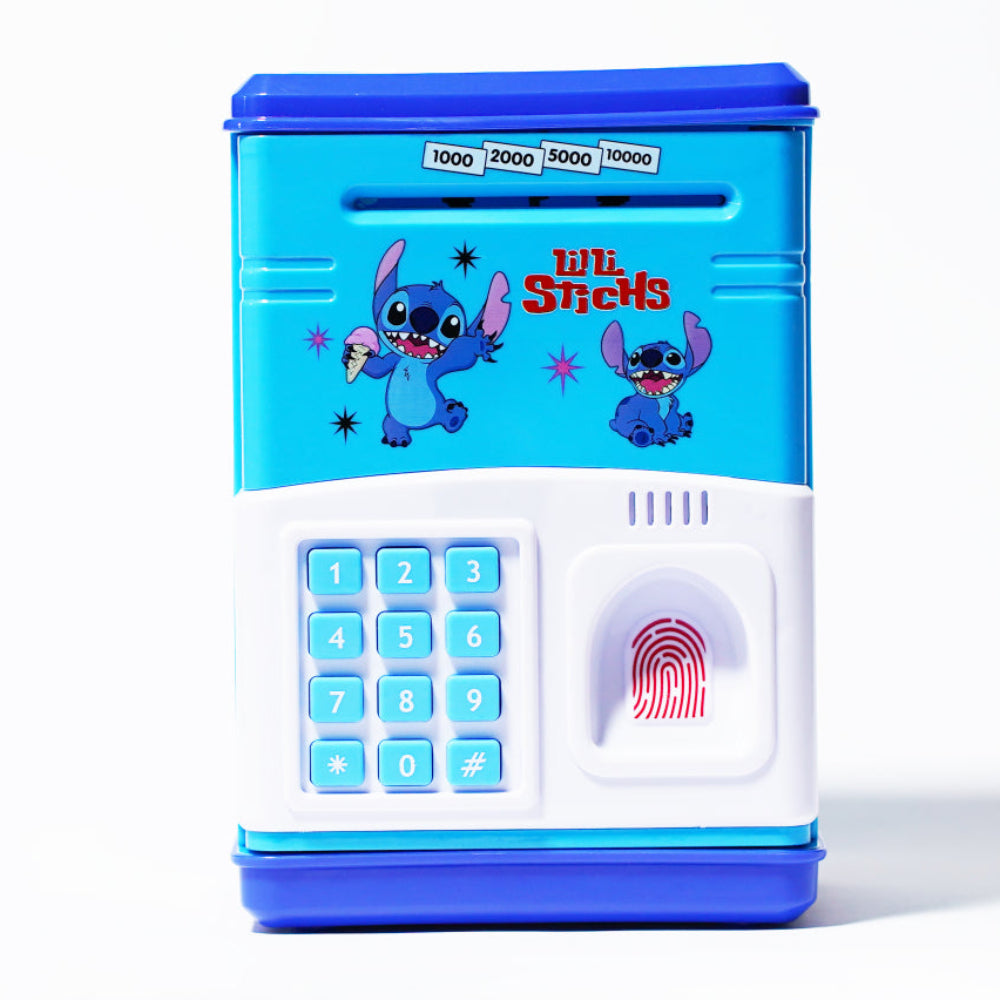 Stitch Music Piggy Bank with Fingerprint Scanner – Baby Blue