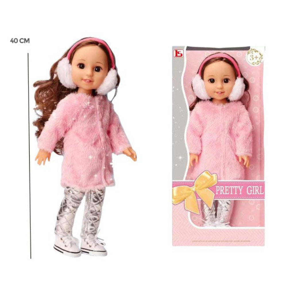 Pretty Girl Doll with Pink Jacket 35 cm - Toys - OKO