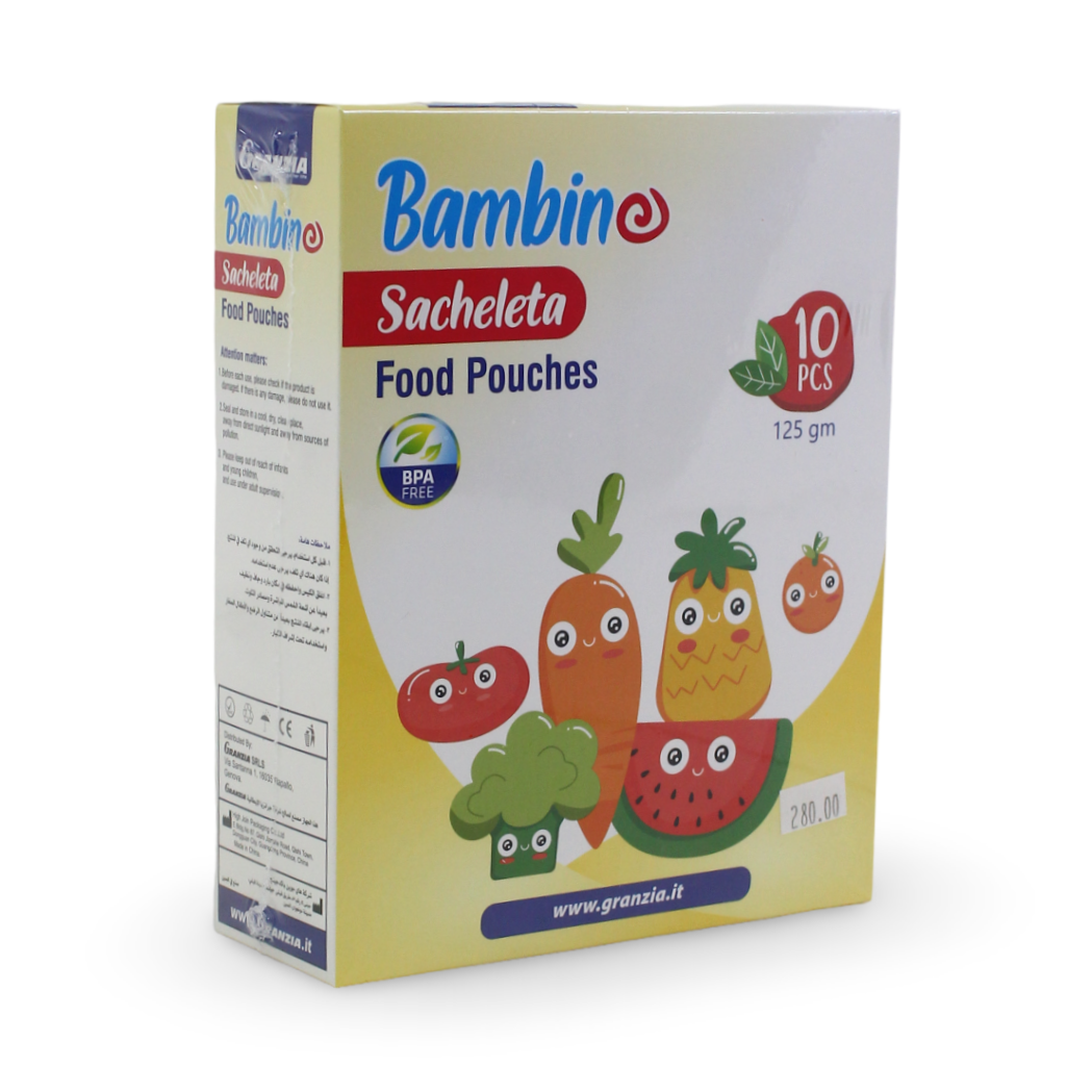 Granzia Bambino Sacheleta Food Pouches 125g – 10 Pcs - Baby Essentials