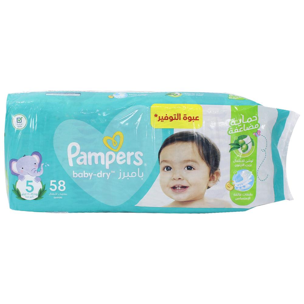 Pampers 58-Piece Baby Dry Diapers, Size 5, 11-25kg - Ourkids - Pampers