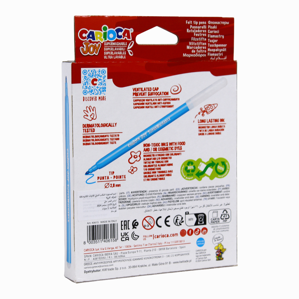 Carioca Joy Super Washable Pen – 24 Colors