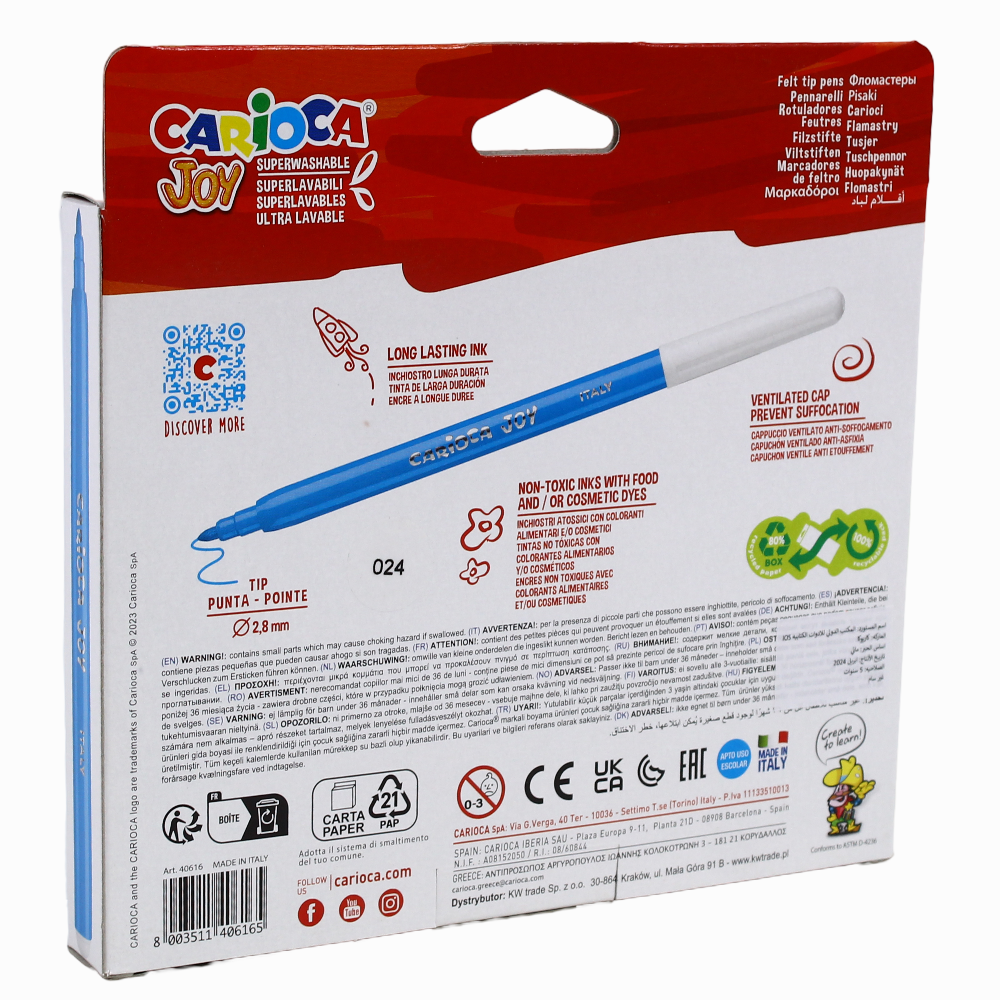Carioca Joy Super Washable Pen – 36 Colors