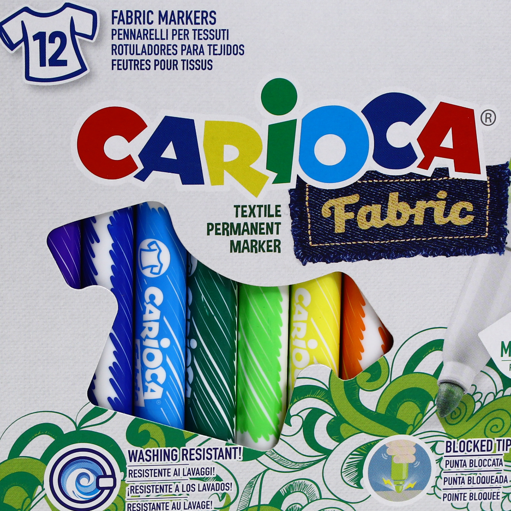 Carioca Fabric Markers – 12 Colors