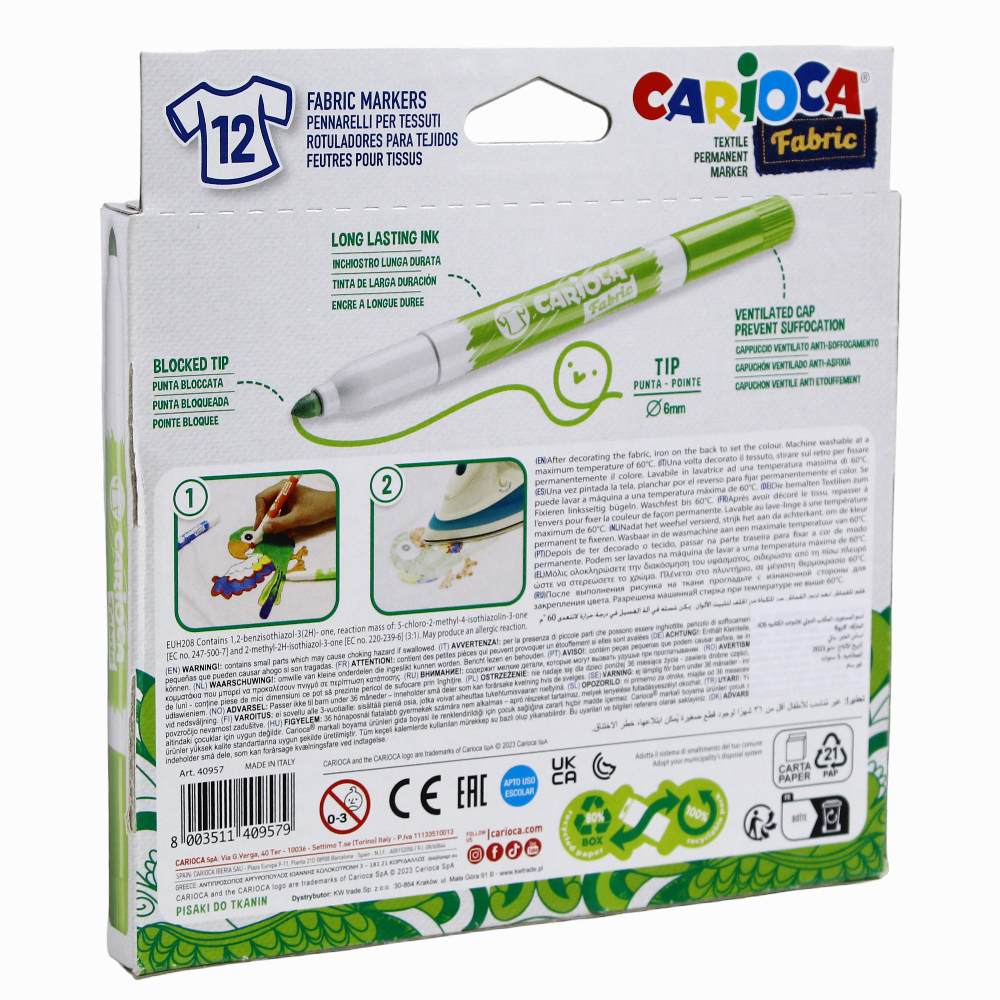 Carioca Fabric Markers – 12 Colors