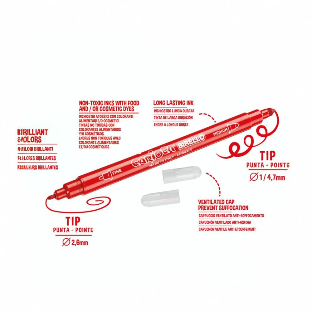 Carioca Double Tip Coloring Pens – 12 Colors