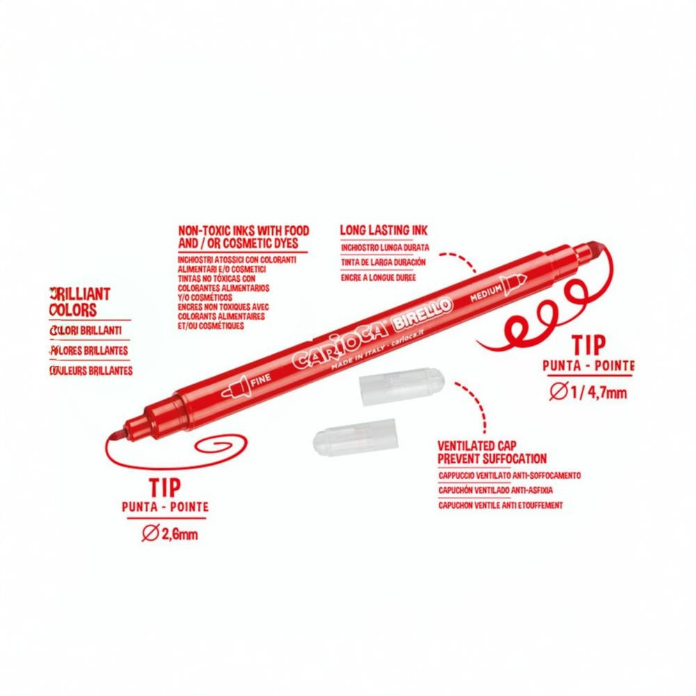 Carioca Birello Double Tip Coloring Pens – 24 Colors
