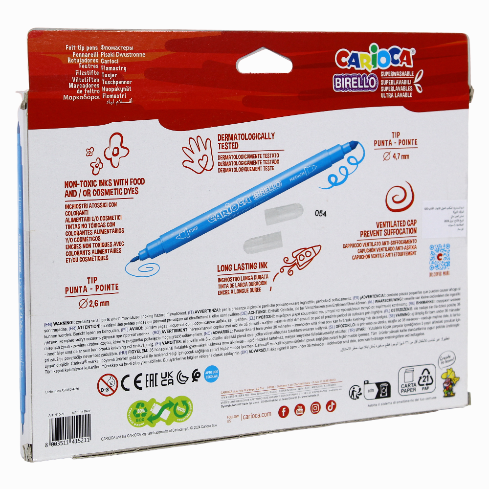 Carioca Birello Double Tip Coloring Pens – 24 Colors