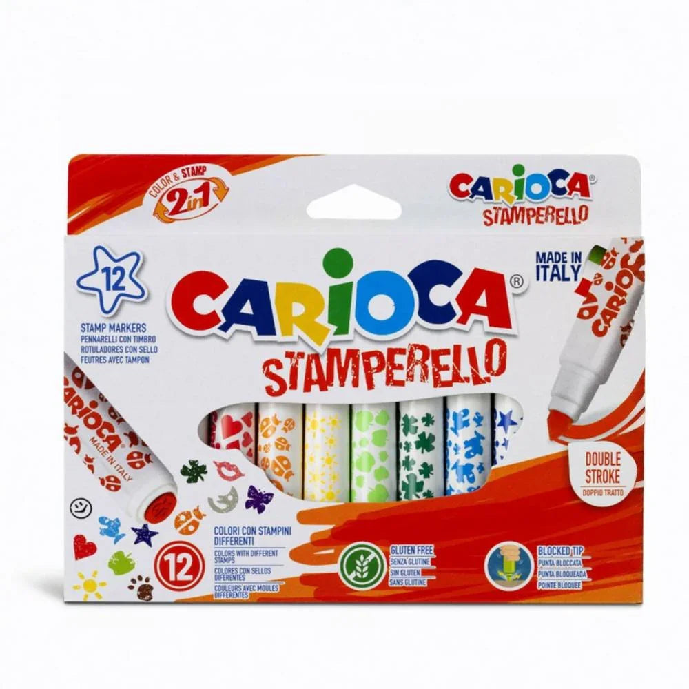 Carioca Stamperello Felt Tip with Stamps – 12 Colors - School