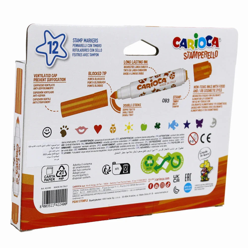 Carioca Stamperello Felt Tip with Stamps – 12 Colors