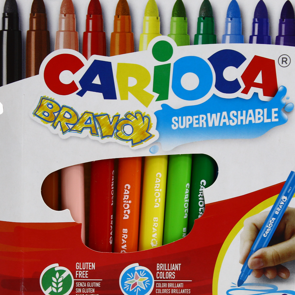 Carioca Bravo Thick Felt Tip – 12 Colors