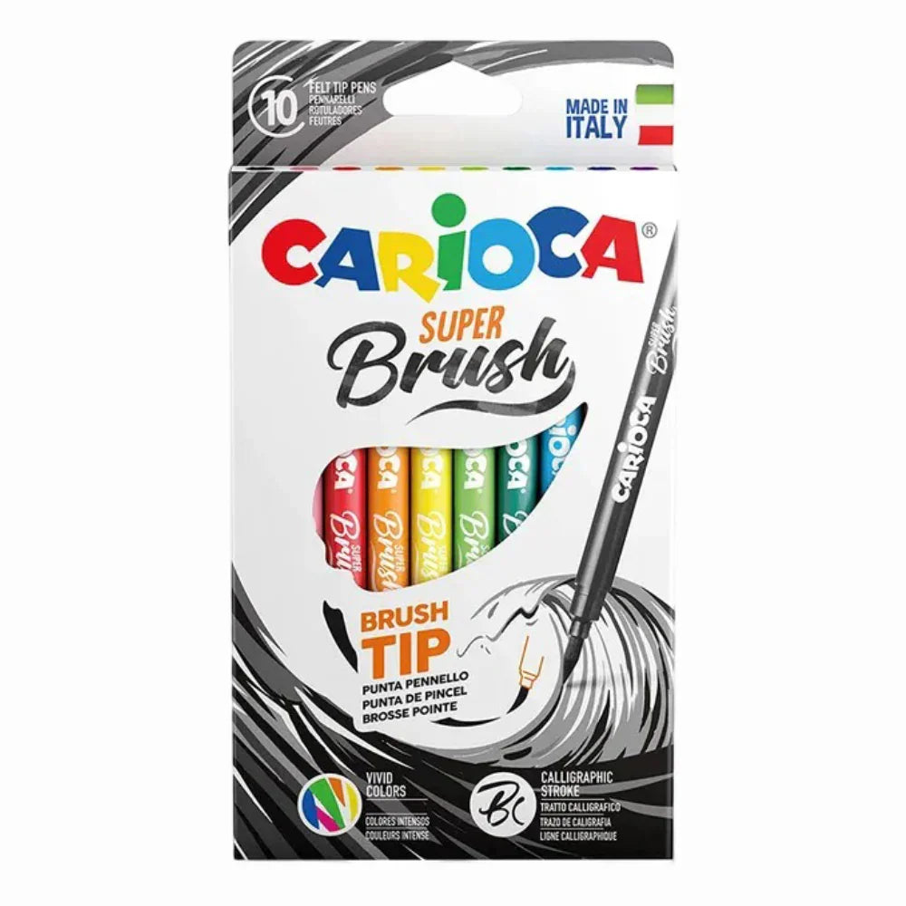 Carioca Brush Tip Coloring Pens – 10 Colors - School