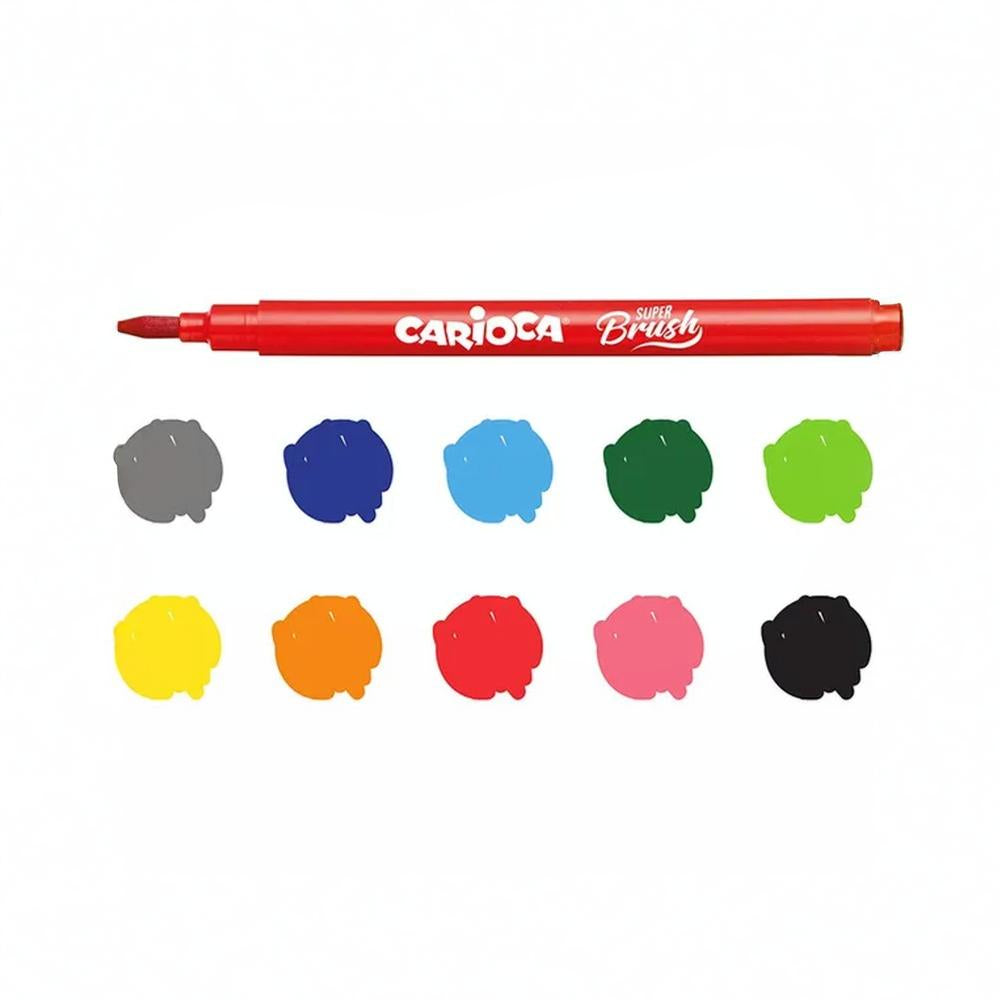 Carioca Brush Tip Coloring Pens – 10 Colors