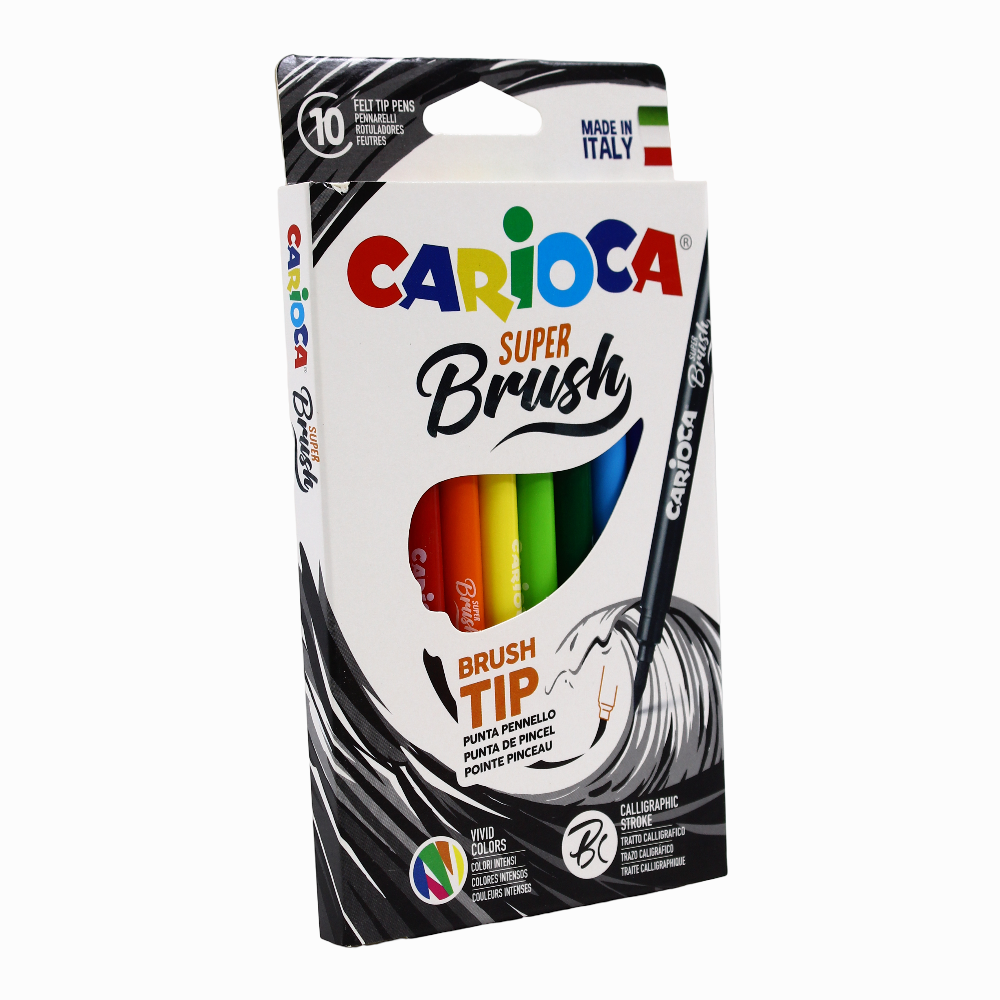 Carioca Brush Tip Coloring Pens – 10 Colors