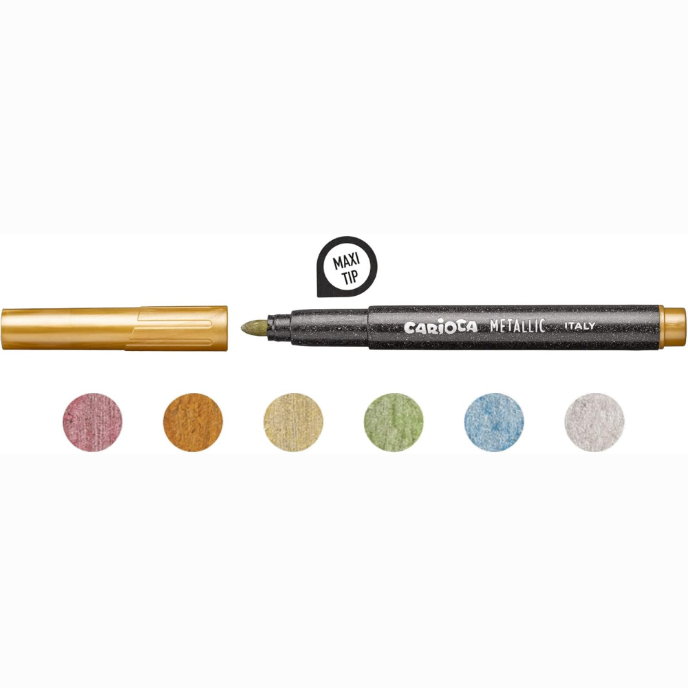 Carioca Metallic Maxi Tip Markers – 6 Colors