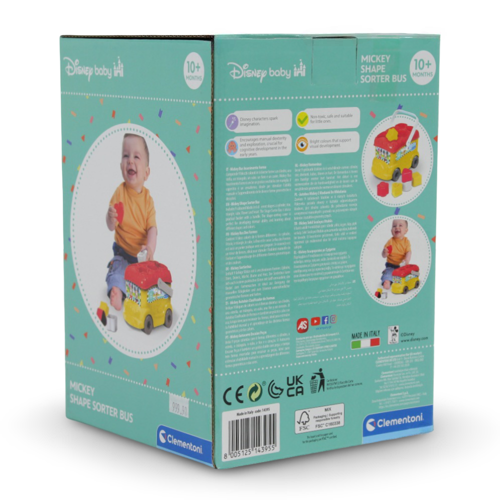 Clementoni Mickey Mouse Shape Sorter Bus Learning Toy