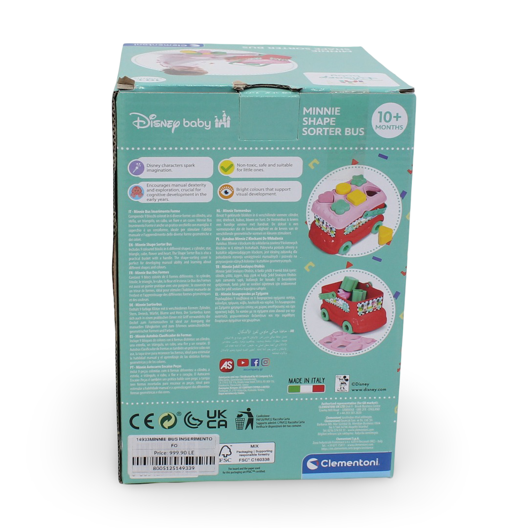 Clementoni Minnie Mouse Shape Sorter Bus Learning Toy
