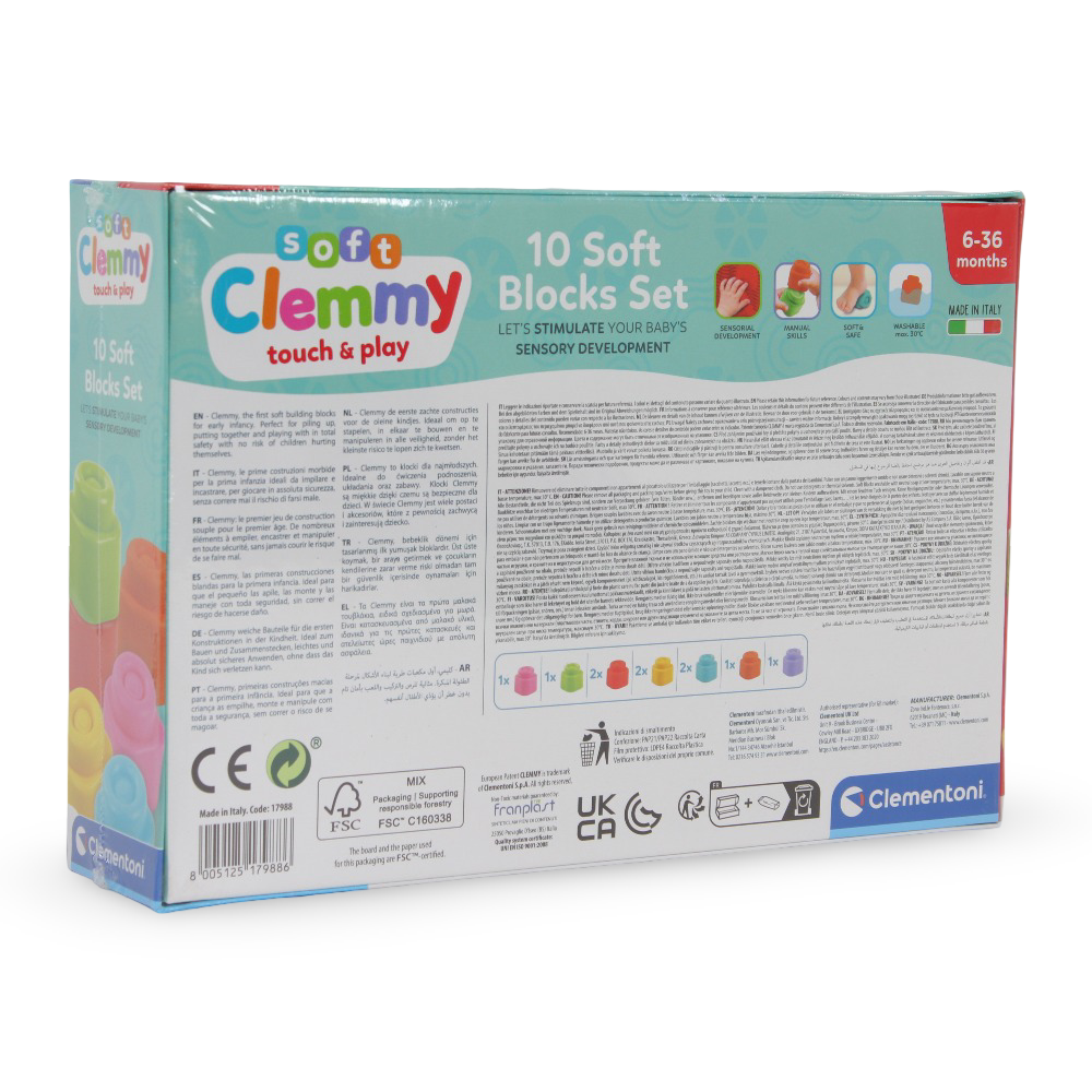 Clementoni Soft Clemmy Touch & Play 10 Soft Blocks Set