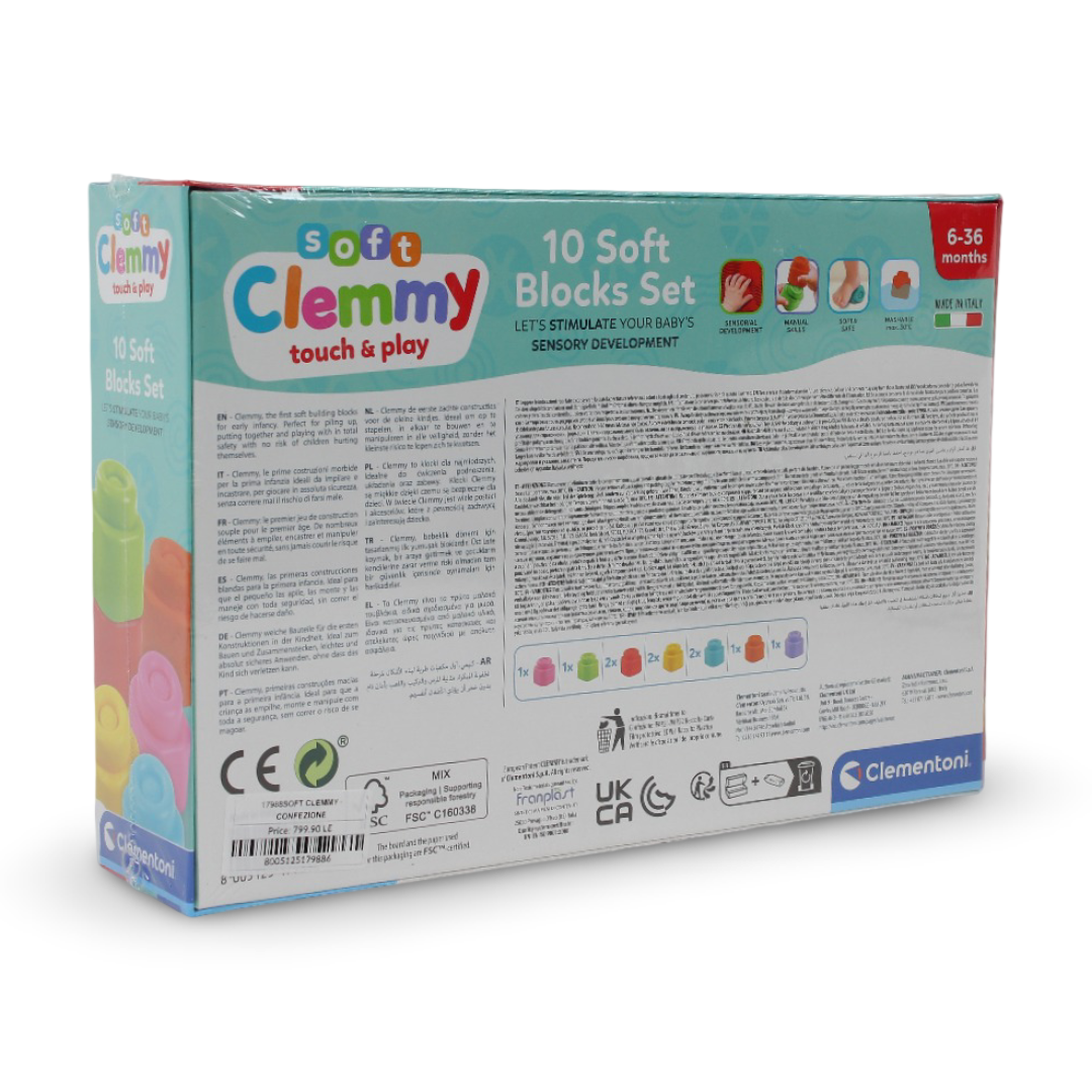 Clementoni Soft Clemmy Touch & Play 10 Soft Blocks Set