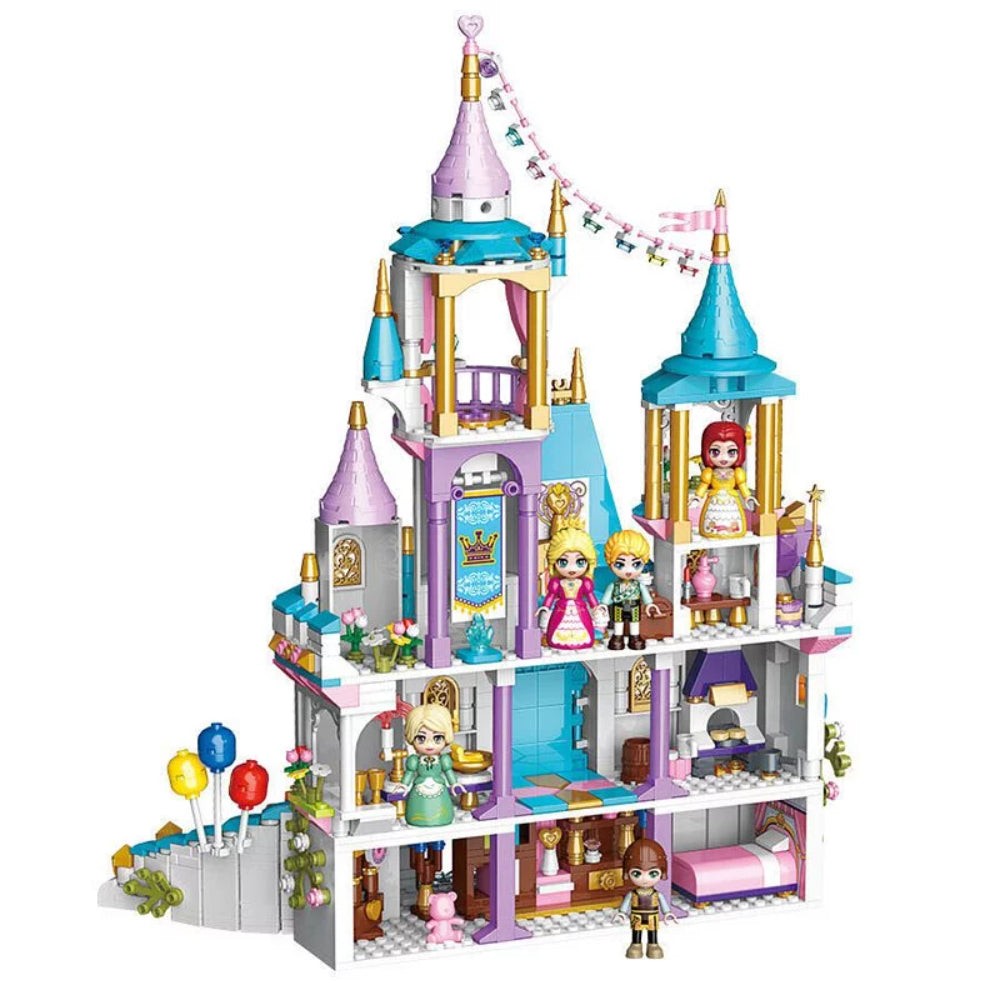 Princess Leah Rainbow Castle Celebration Building Blocks - 1373 Pcs - Toys - Qman