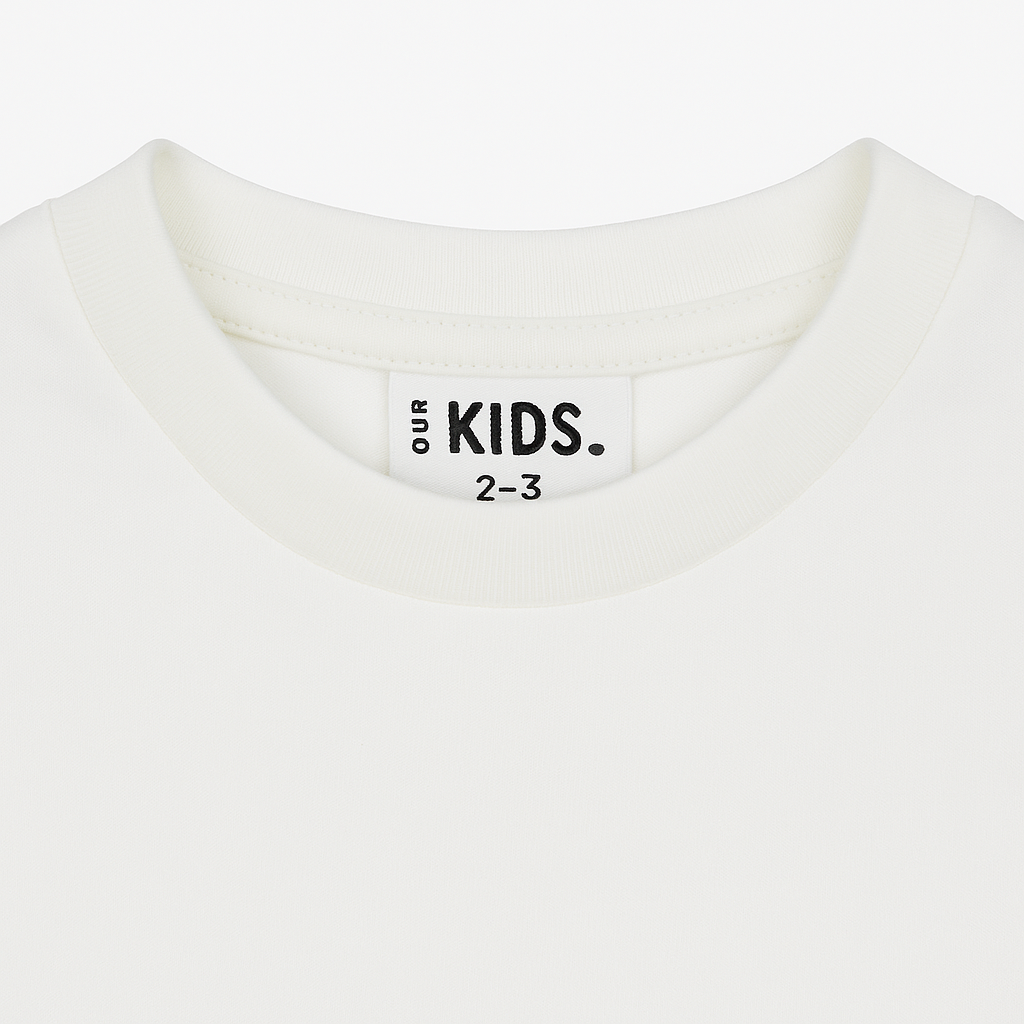 Unisex White Long-Sleeved Half-Collar T-Shirt