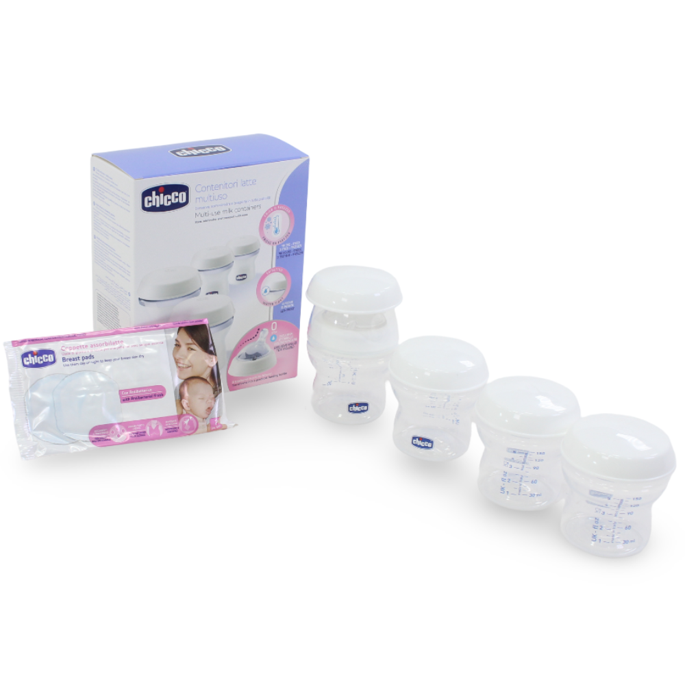 Chicco Natural Feeding Multi-Use Milk Containers – 4 Pcs - Baby Essentials