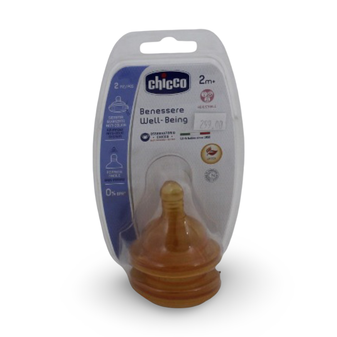 Chicco Well Being Adjustable Rubber Teat Nipple – 2 Pcs