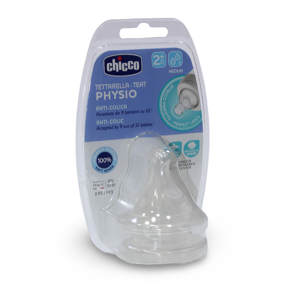 Chicco Perfect-5 Silicone Medium Flow Teat - 2 Pieces - Baby Essentials