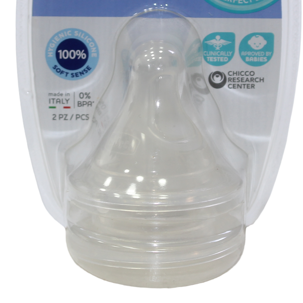Chicco Perfect-5 Silicone Medium Flow Teat - 2 Pieces