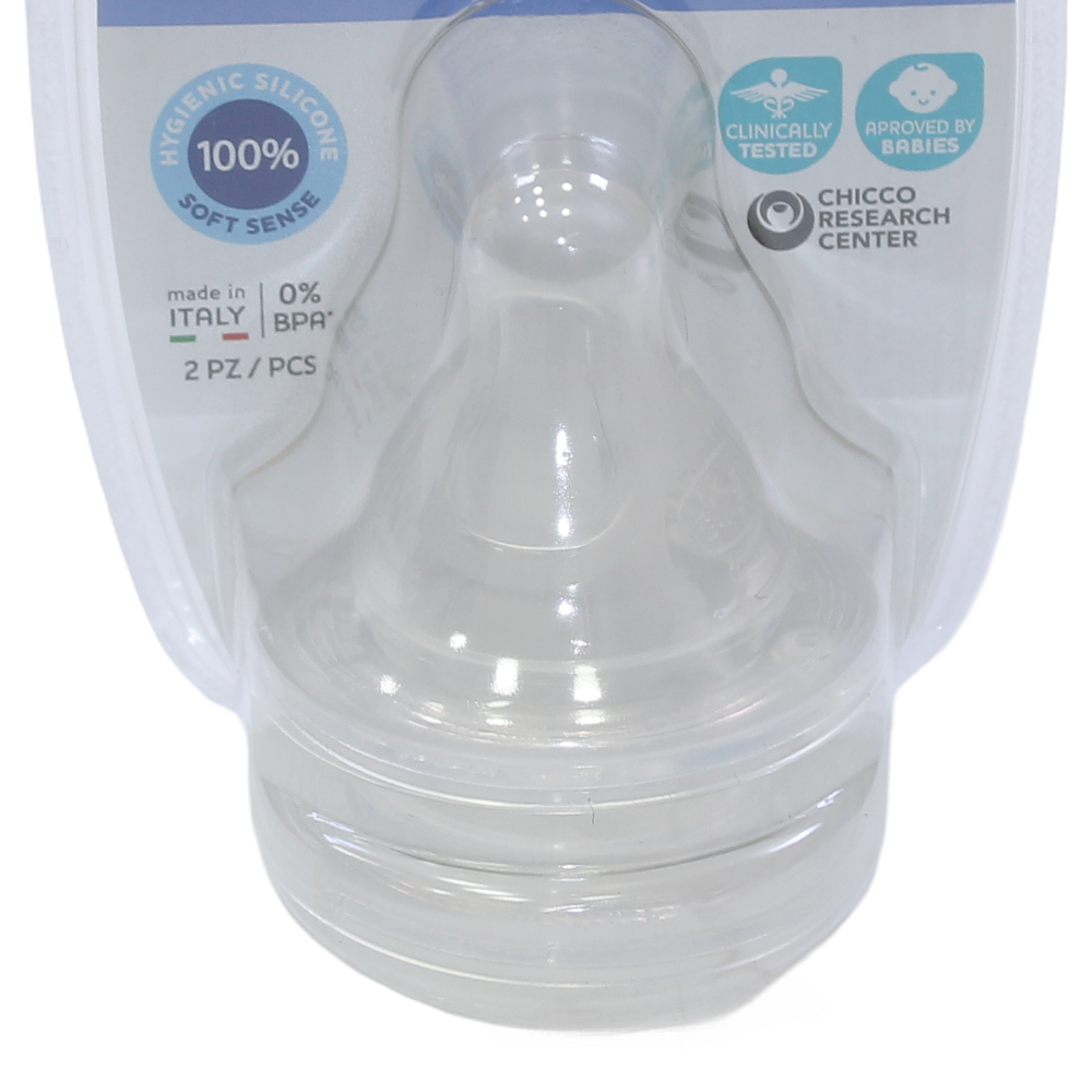 Chicco Perfect-5 Silicone Bottle Nipple Food Flow Teat - 2 Pieces