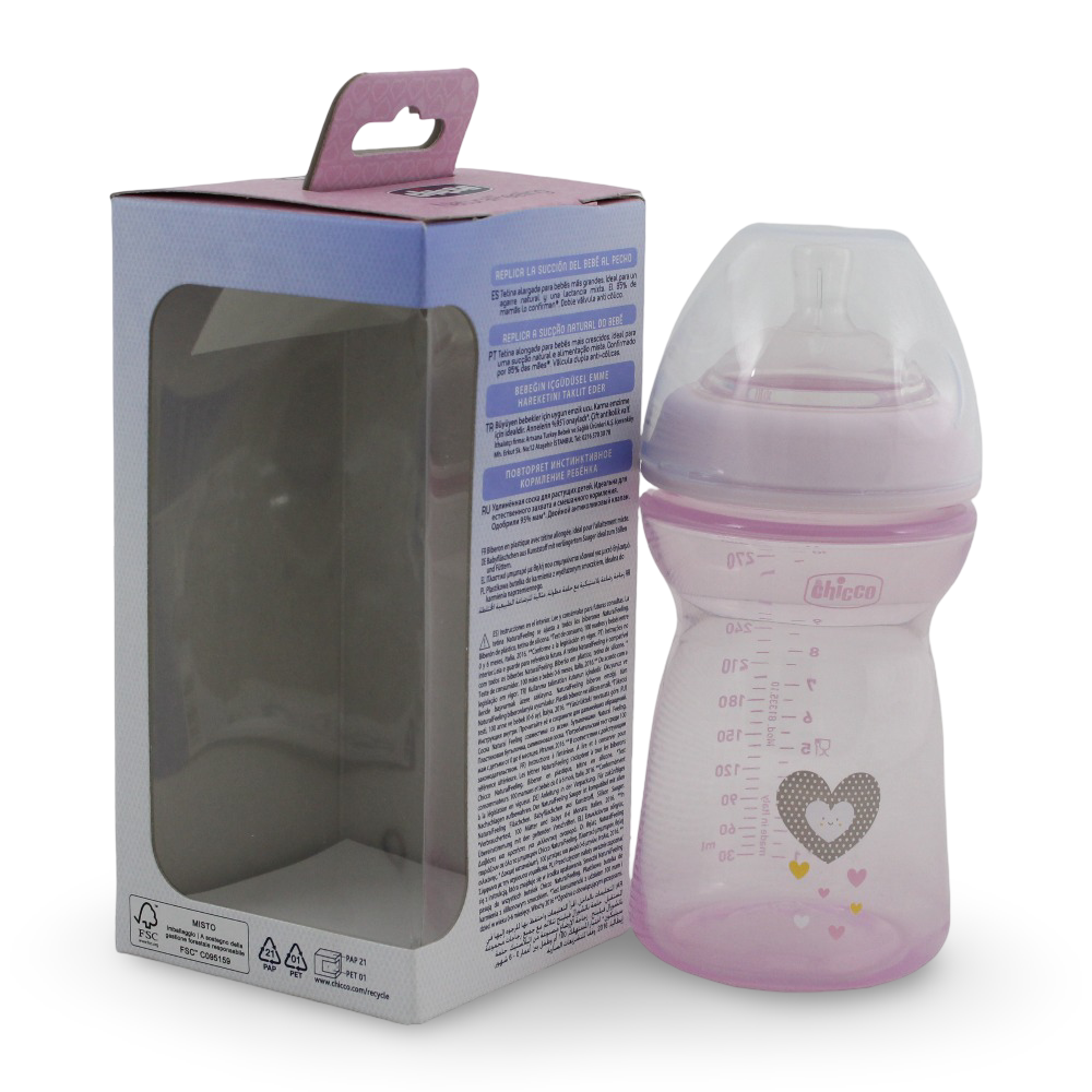 ببرونة رضاعة ناتشورال فيلينج مضادة للمغص للاطفال من شيكو، 330 مل، لعمر 6 اشهر فما فوق تدفق سريع