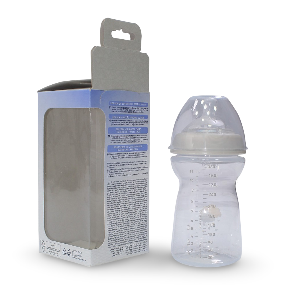 ببرونة رضاعة ناتشورال فيلينج مضادة للمغص للاطفال من شيكو، 330 مل، لعمر 6 اشهر فما فوق تدفق سريع