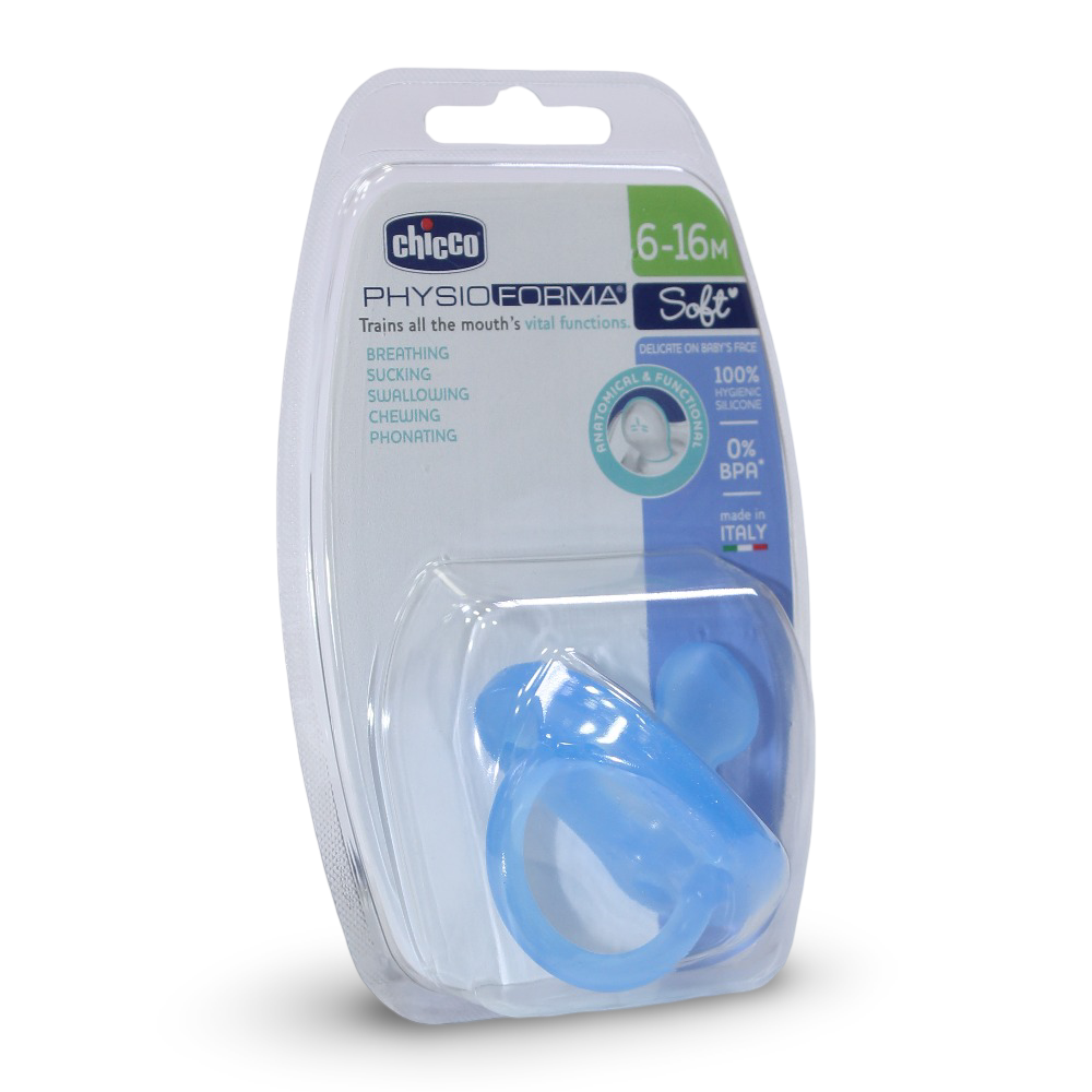 Chicco Physio Forma Soft Silicone Orthodontic Pacifier 6-16m – Blue - Baby Essentials