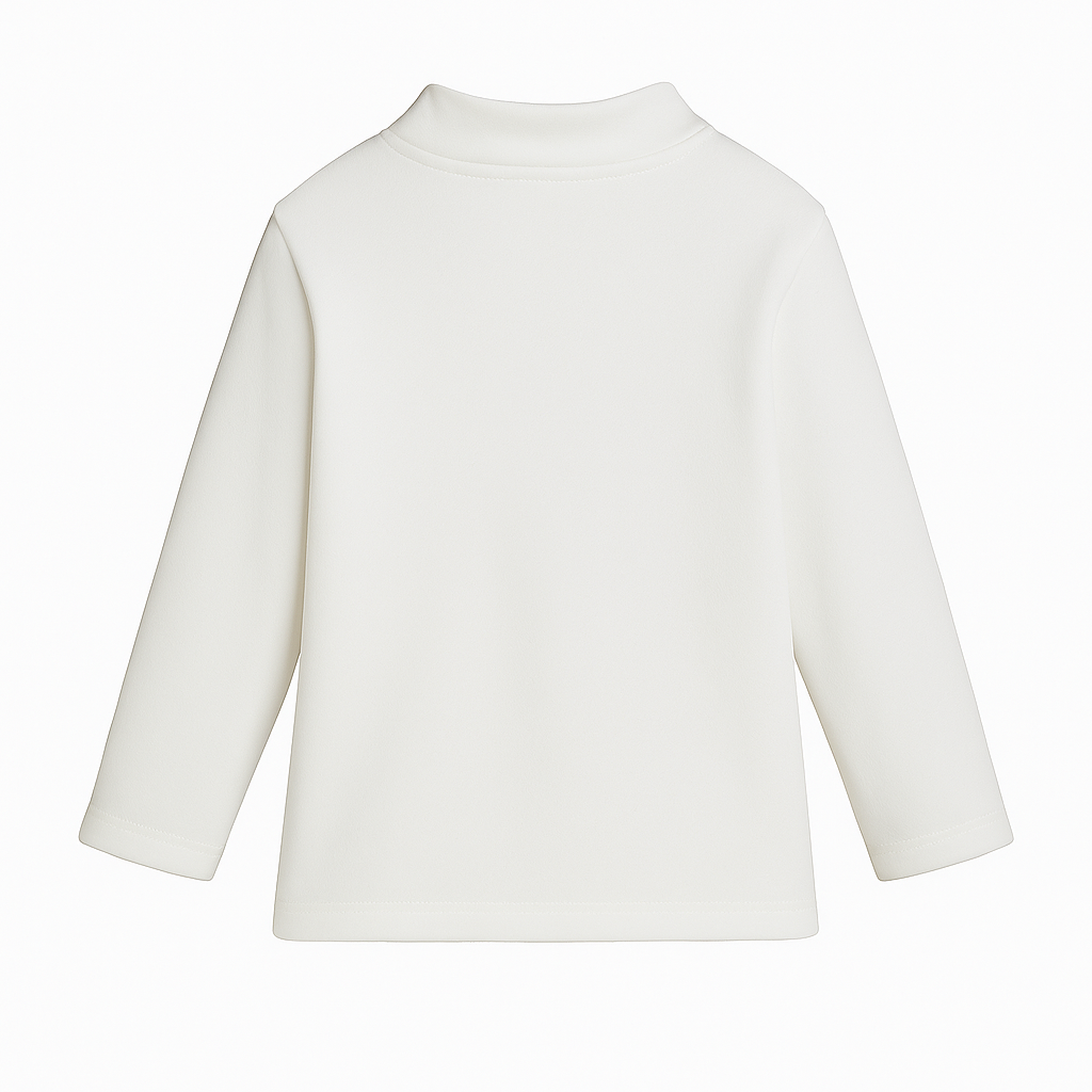 Unisex Plain White Long-Sleeved Half-Collar T-Shirt